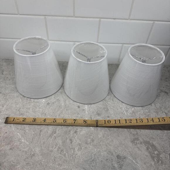 Small white linen clip on lampshades. Lot of 3. Size: 5.5 in x 5 in. New. - Picture 2 of 4